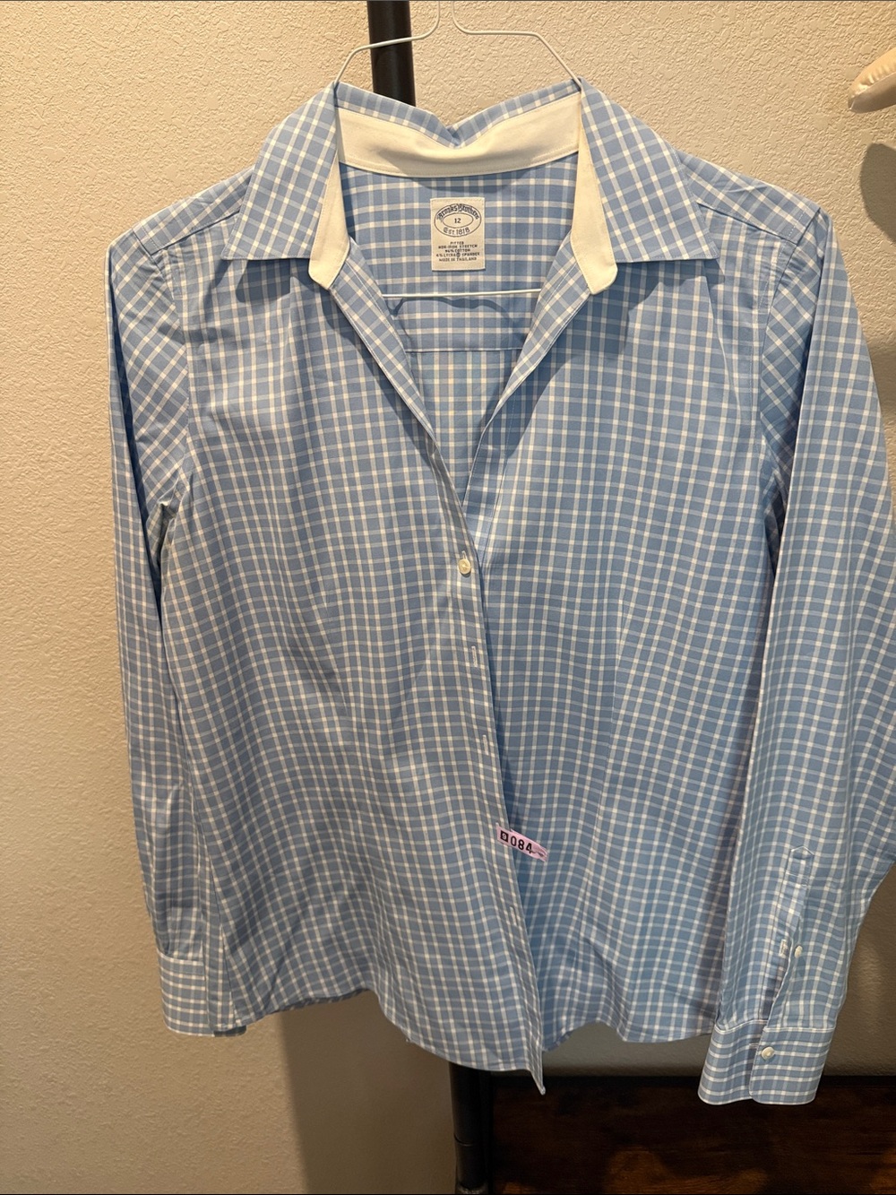 Brooks Brothers Light Blue and White Windowpane Button-Down Shirt